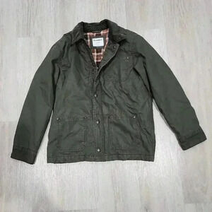 Old Navy Mens Long Sleeve Lined Collared Button Front Jacket Olive Green Size XL